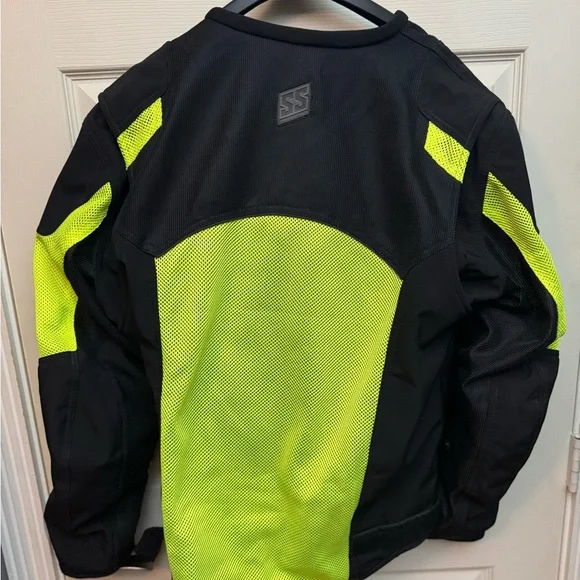 Black and Yellow Motorcycle Jacket with Reflective Panels and Ventilation - Picture 6 of 6